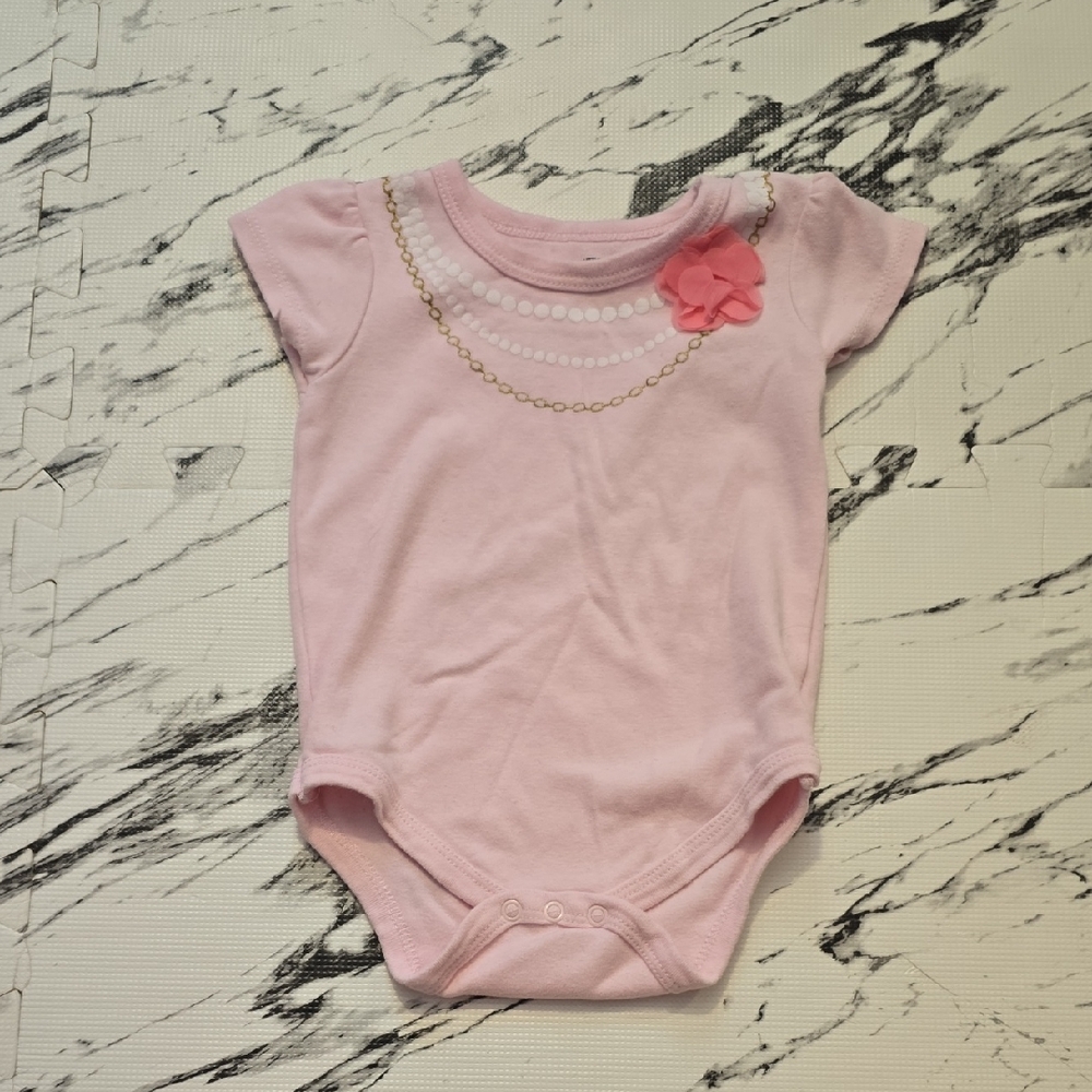 Pink Bodysuit with Floral Accent